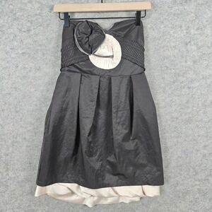 Lulumari/Luluvia Strapless Ruched Zipper Detail Pleated Hem‎ Dress Brown Size M